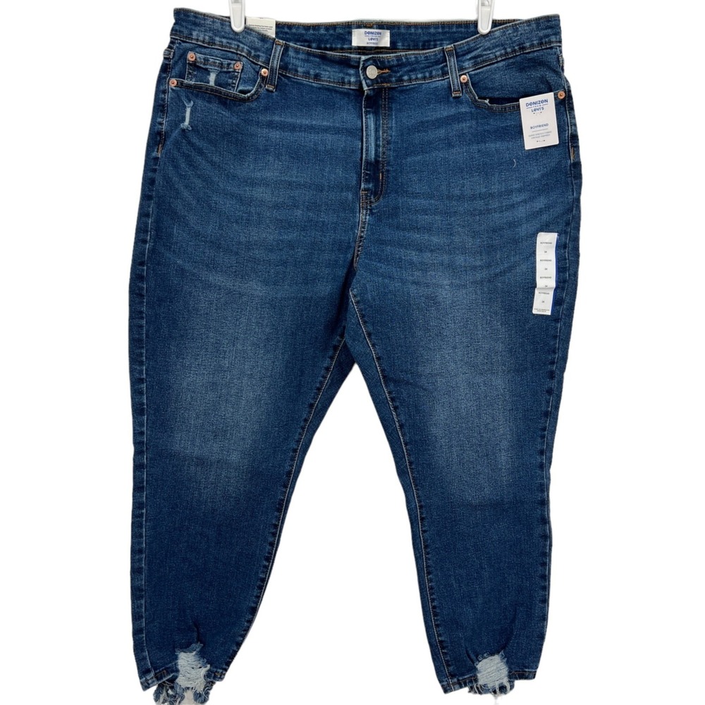 Denizen from Levi's Boyfriend Distressed Super Stretch Blue Jeans Plus Sz 24 NWT